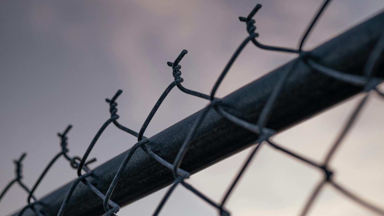A barbed wire fence