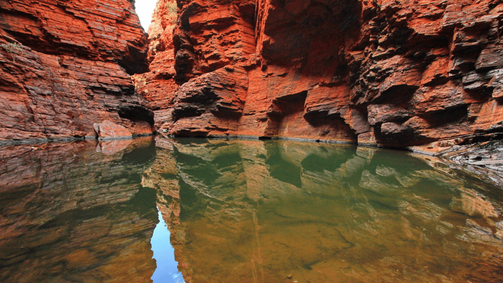 A cavern with a lake