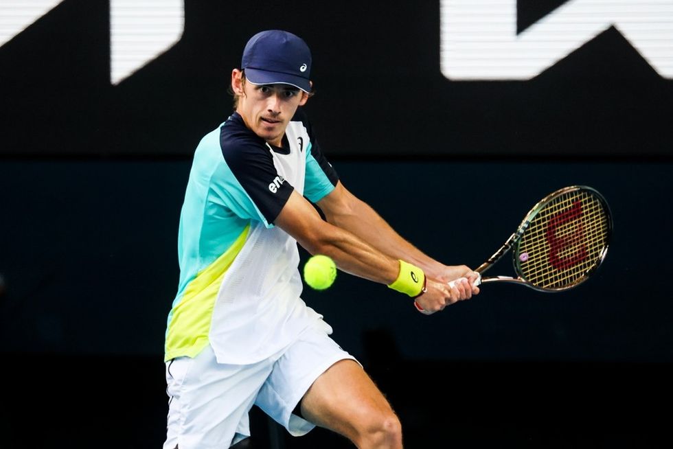 A man playing tennis