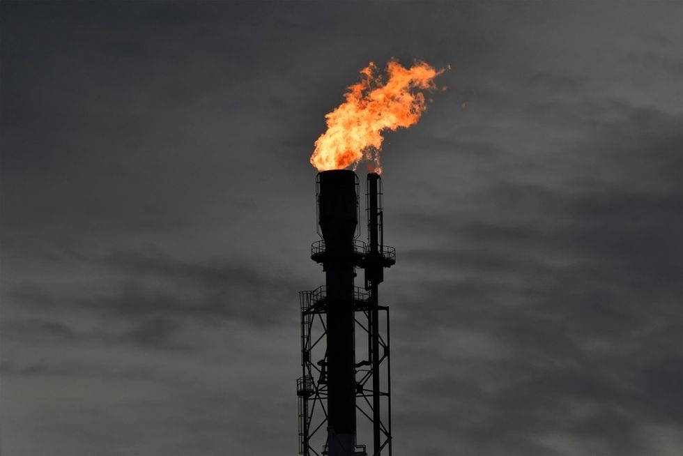 A oil refinery tower