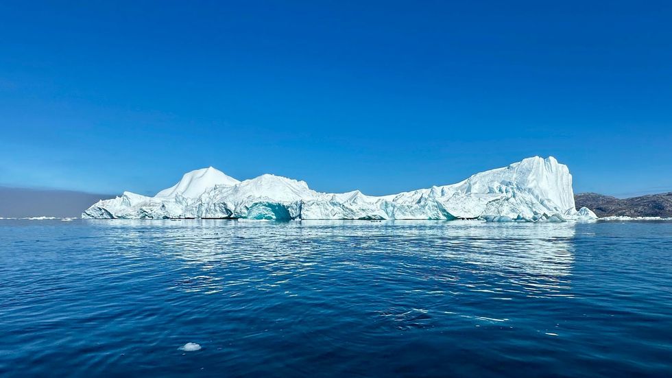 A shot of polar territory surrounded by the sea