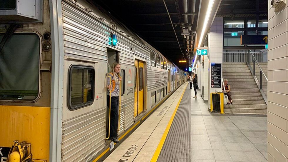A train in an underground Sydney station