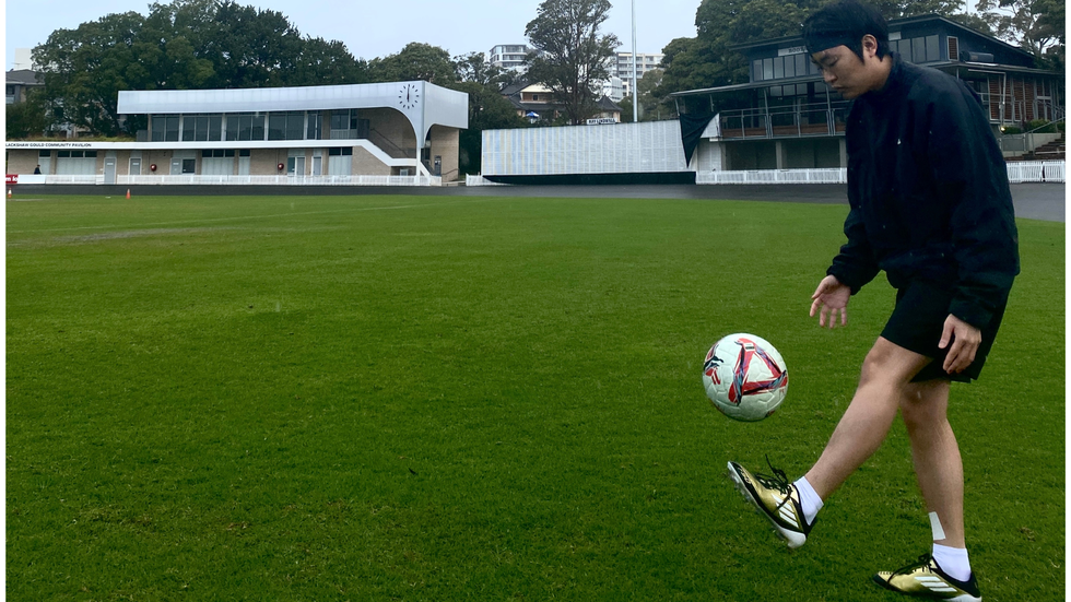 A young man playing footbal