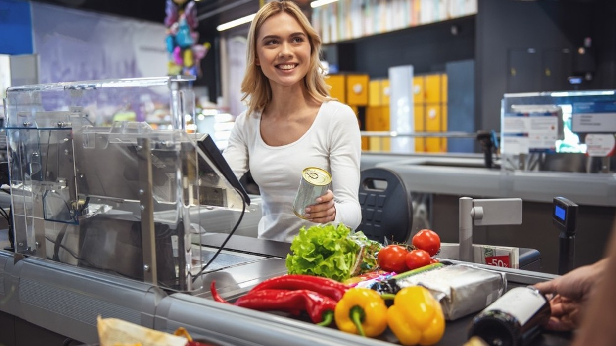 A young woman at the check out