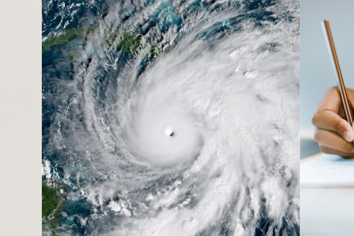 artificial intelligence, Birds Eye view of hurricane, person giving an examination