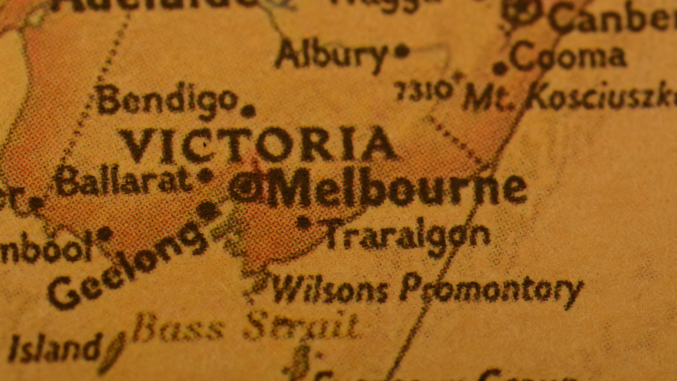 image of Melbourne on a map