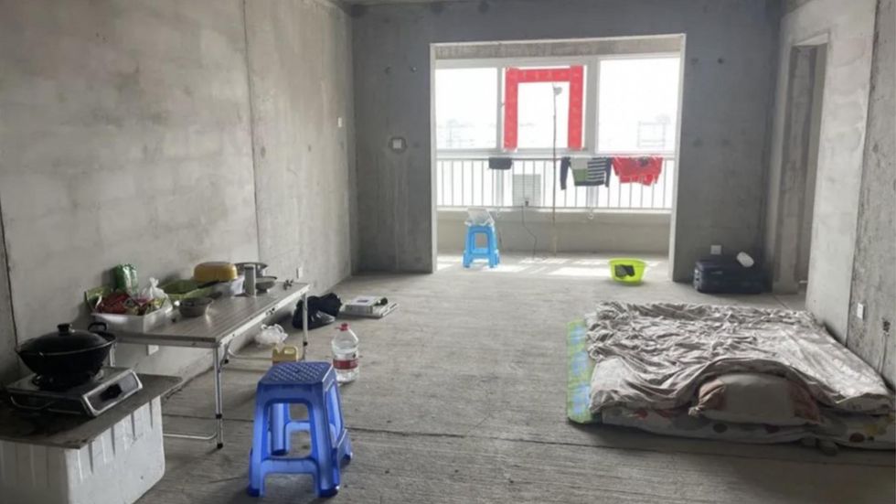 Image of the bare interior of an unfinished apartment in Xian, China. 