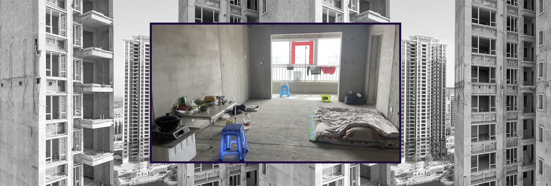 Image of unfinished apartment in Xi'an, China, where the owner has moved in.