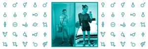 Selfie images of Kyle Dean dressed in a crop top and in  a fishnet top.