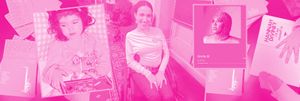 Montage of photos: a young girl with cerebral palsy, a smiling young woman in a wheelchair, a Spotify page featuring an Aftrican American woman, presented with a pink filter on the images.. 