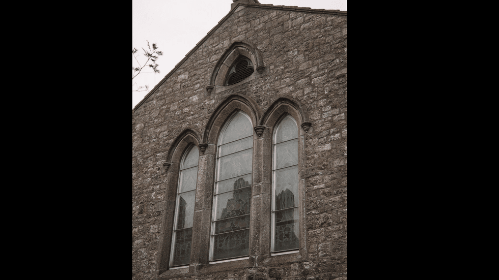 The exterior of a church's window