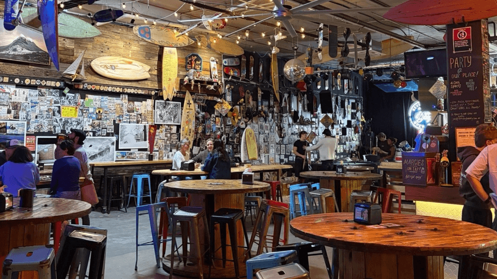 The interior of a brewery bar