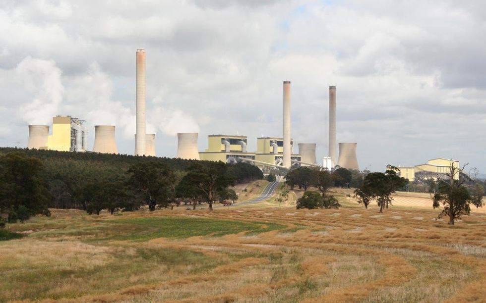 The towers of a coal mine in the countryside