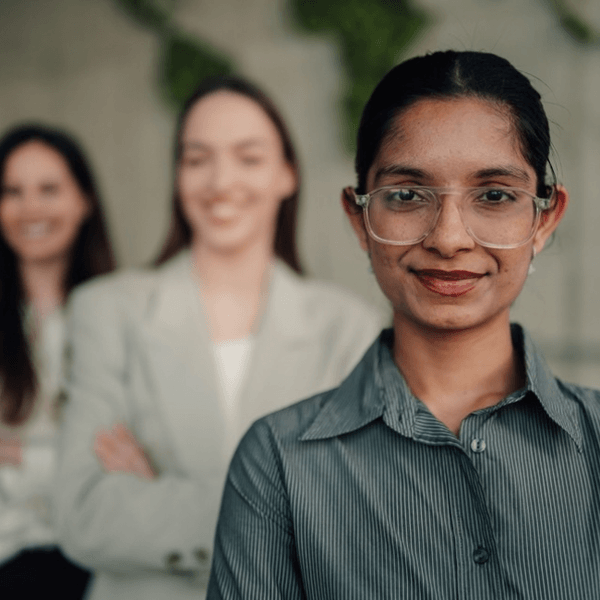 Three images of women in leadership positions