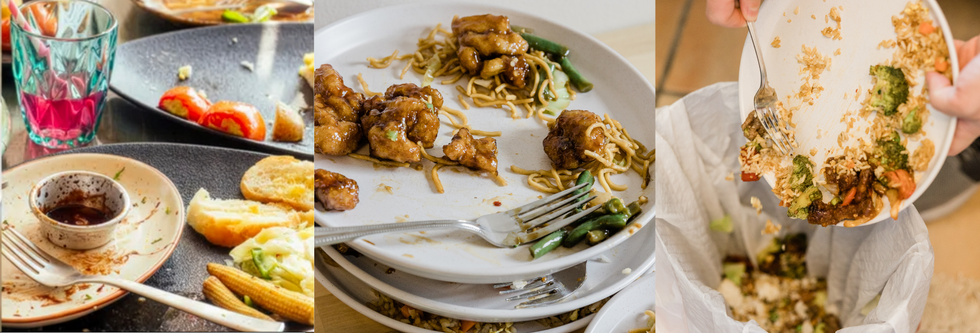 Various images of food being wasted