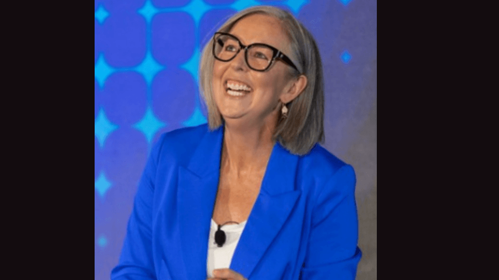 Woman wearing a blue suit